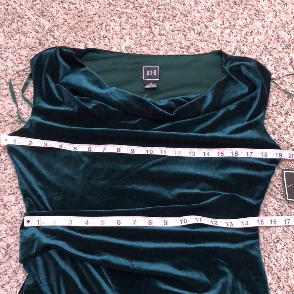 SOLD NWT JH Cocktail Dress Size 12 Dark Hunter Green Velvet Cowl Neck - Picture 10 of 11